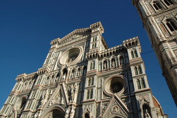 Facade and Campanile of Duomo of Florence Tuscany Italy