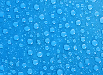 Water drops on blue background