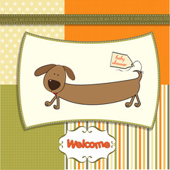 funny baby shower card with long dog