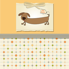 funny baby shower card with long dog