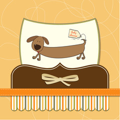 funny baby shower card with long dog