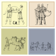 Fototapeta na wymiar Old greek set illustration