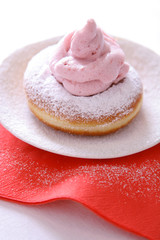 Donuts with strawberry froth