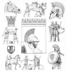Old greek set illustration - 37468581