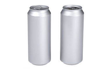 Grey beverage can on white