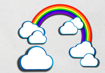 rainbow and clouds bubble speech background