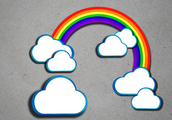 rainbow and clouds bubble speech