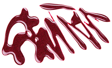 Nail polish (enamel) purple sample pattern, isolated on white