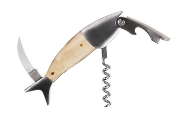 Spread out a penknife in the form of fish on  white background