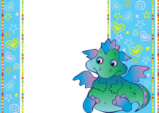 New Years card with baby dragon.