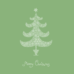 Christmas tree, composed from snowflakes. Vector, EPS8