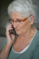 Old lady making phone call