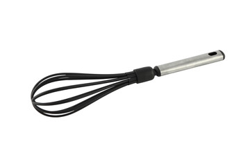 Fototapeta premium Black soft plastic whisk on white background.