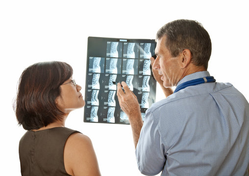 Doctor and Patient Viewing Spinal MRI Scans
