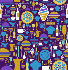 Gourmet icon set seamless pattern.