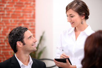Waitress taking an order in a restaurant