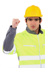 A determined construction worker.