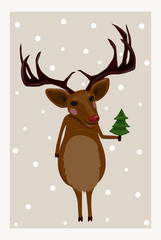 Deer with the christmas tree