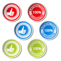 Vector satisfaction guarantee stickers - gesture hand