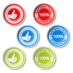 Obraz premium Vector satisfaction guarantee stickers - gesture hand