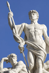 White marble statues to the Capitol,Rome,Italy