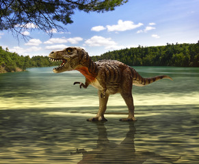 Fototapeta na wymiar tyranozaur szukają żywności