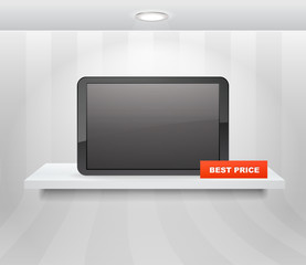 Shopping shelf with electronic device on it