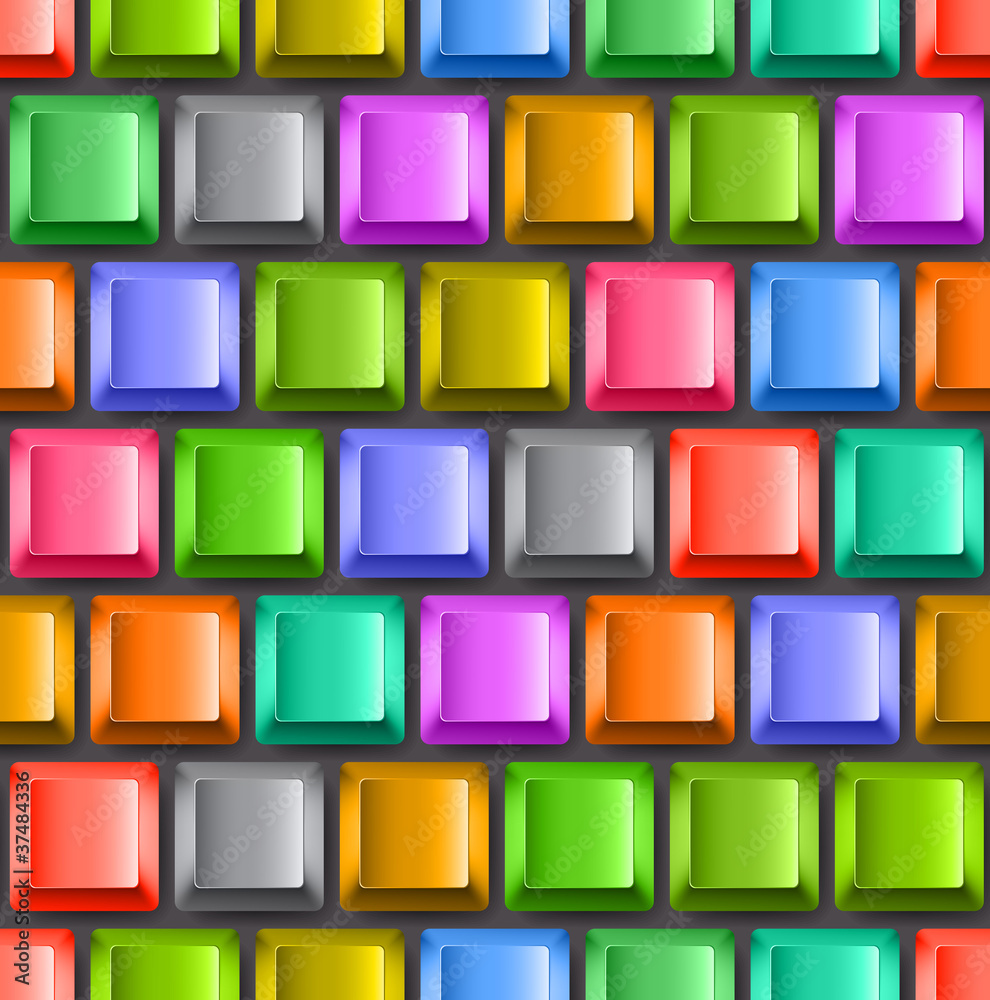 Poster Seamless background of colorful keyboard buttons