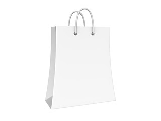 Blank white shopping bag. Isolated on the white background