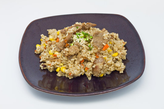 fried rice with pork and vegetable
