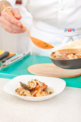 professional chef garnish dish