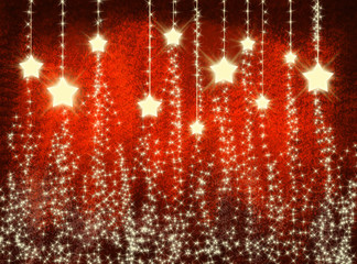 Red christmas background with stars