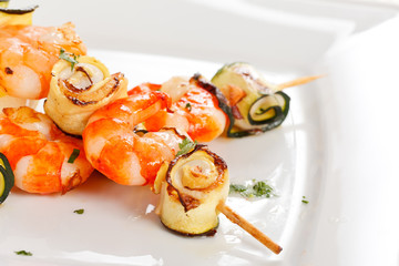 Prawn Skewers with vegetables