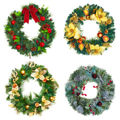 Fototapeta na wymiar Christmas wreath set.