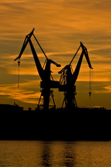 Two shipyard cranes