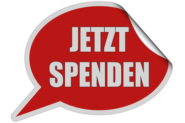 SP-Sticker rot curl oben JETZT SPENDEN