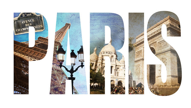 Paris, lettres collage vontage