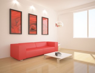 white room with furniture