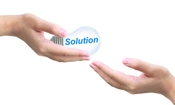 sending solution light bulb on women hand