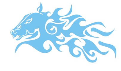 Blue flaming horse head