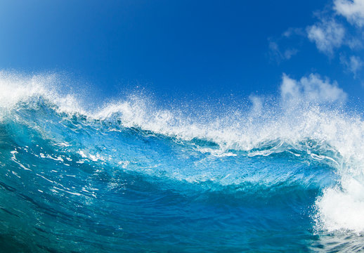 Fototapeta Blue Ocean Wave, View from in the Water