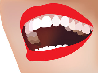 white teeth, smile, red lip