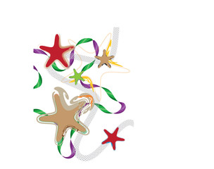starfishes background, stylized marine life