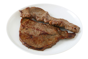 fried beef on the plate