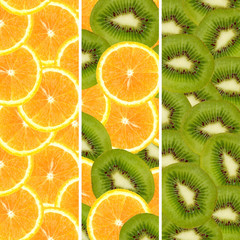 Sliced Kiwi fruit and citrus Orange