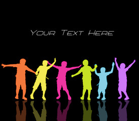 Happy Kids Shapes on Black Background