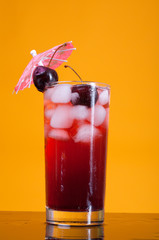 cocktail  with cherry closeup