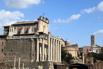Fototapeta na wymiar Roman Forum, ancient ruins in Rome, Italy