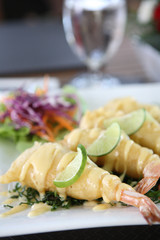 fry shrimp with lime sauce
