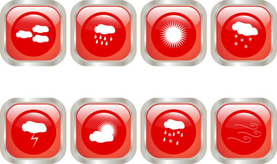 Buttons with weather signs - vector